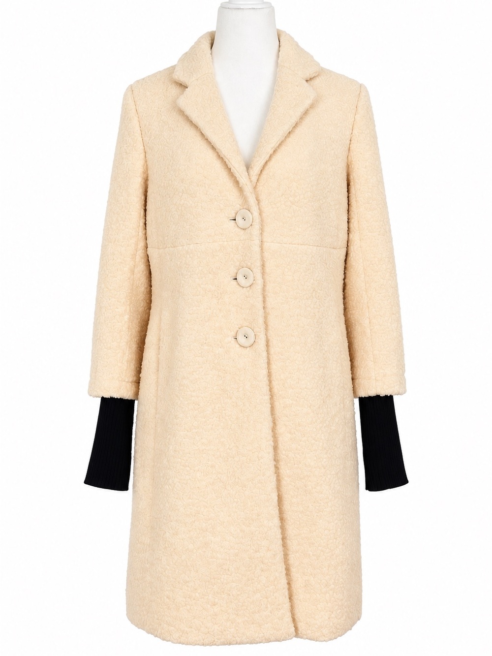 Renvy Cream Wool Blend BoucleTextured Coat Large EUC Gilt